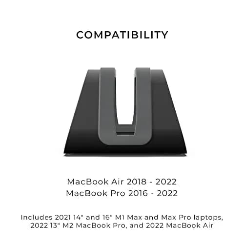 HumanCentric Vertical Laptop Stand for MacBook Pro & Air, Aluminium, Black | Space-Saving Desk Organizer thumbnail 7