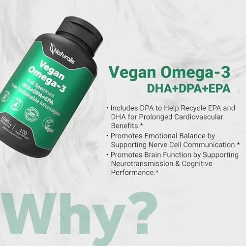 Naturalis Vegan Omega 3 520mg 120 Softgels | Vegan Algal Oil for Heart & Joint Support thumbnail 4