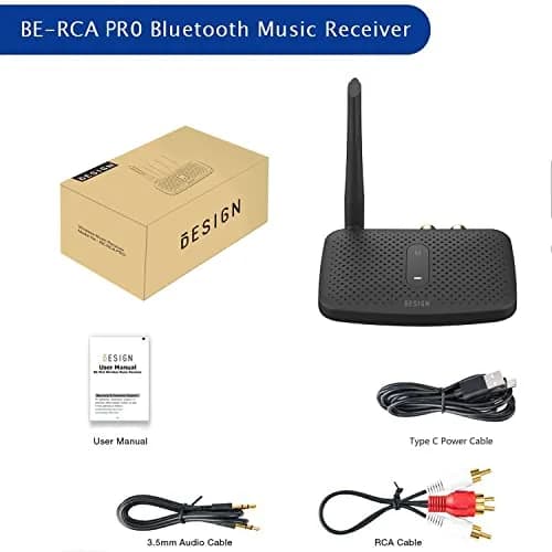 BESIGN BE-RCA Pro Long Range Bluetooth Adapter with Type-C Power, Black | Connects Wired Speakers to Bluetooth Devices thumbnail 8