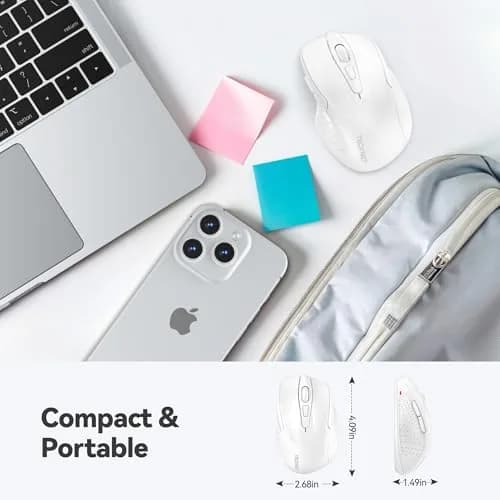 TECKNET M003 Wireless Ergonomic Computer Mouse - White, 2.4G with 2600 DPI for Right-Handed Use thumbnail 2