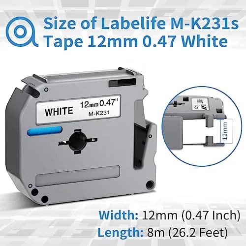 Labelife 12mm Label Tape Replacement for Brother P Touch M Tape | Durable Non-Laminated Office Label thumbnail 3