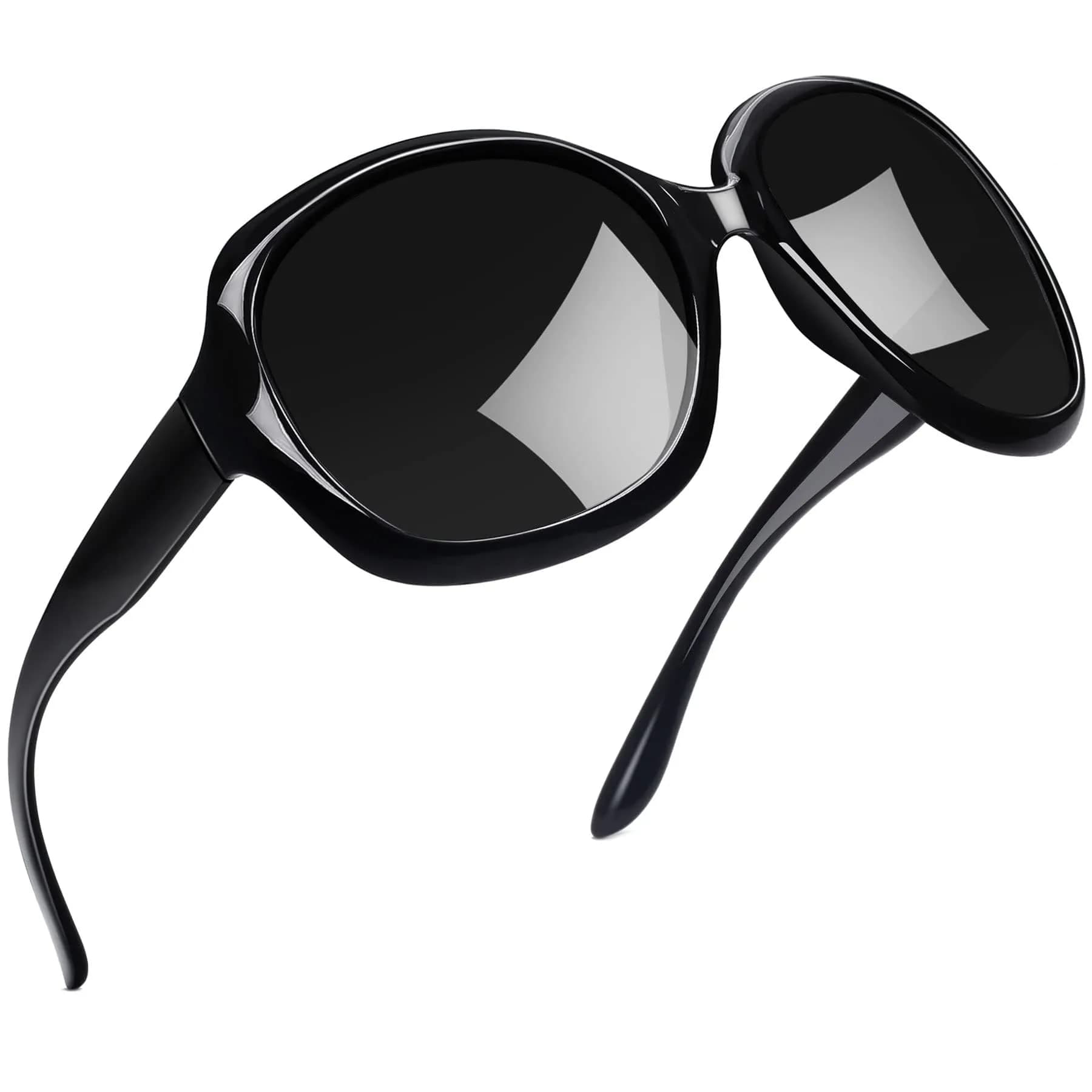 Joopin Oversized Butterfly Sunglasses for Women - Pitch Black/Grey Polarized UV400 Protection