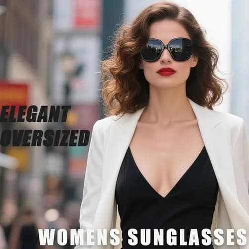 Joopin Oversized Butterfly Sunglasses for Women - Pitch Black/Grey Polarized UV400 Protection thumbnail 2