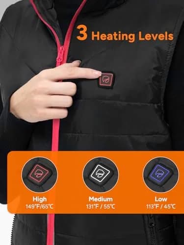 DR.PREPARE Women's Heated Vest Lightweight Heating Vest with 3 Heating Levels & 6 Heating Zones, Adjustable Size, Black (Battery Pack Not Included) thumbnail 6