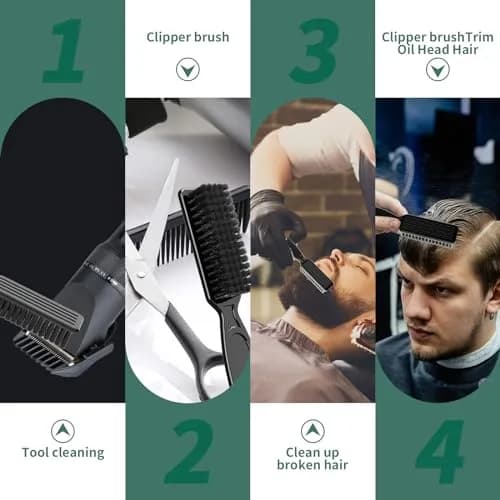 SQULIGT Black 6 Pcs Hair Brush Set | Nylon Bristle Barber Clipper Cleaning Brushes thumbnail 3