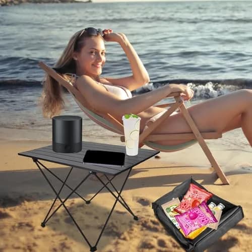 Audoyon Foldable Camping Side Table L Black | Ultralight Aluminum Roll-Up Table with Carry Bag & Storage for Picnic, Hiking, Beach (18x27x18 inches) thumbnail 3