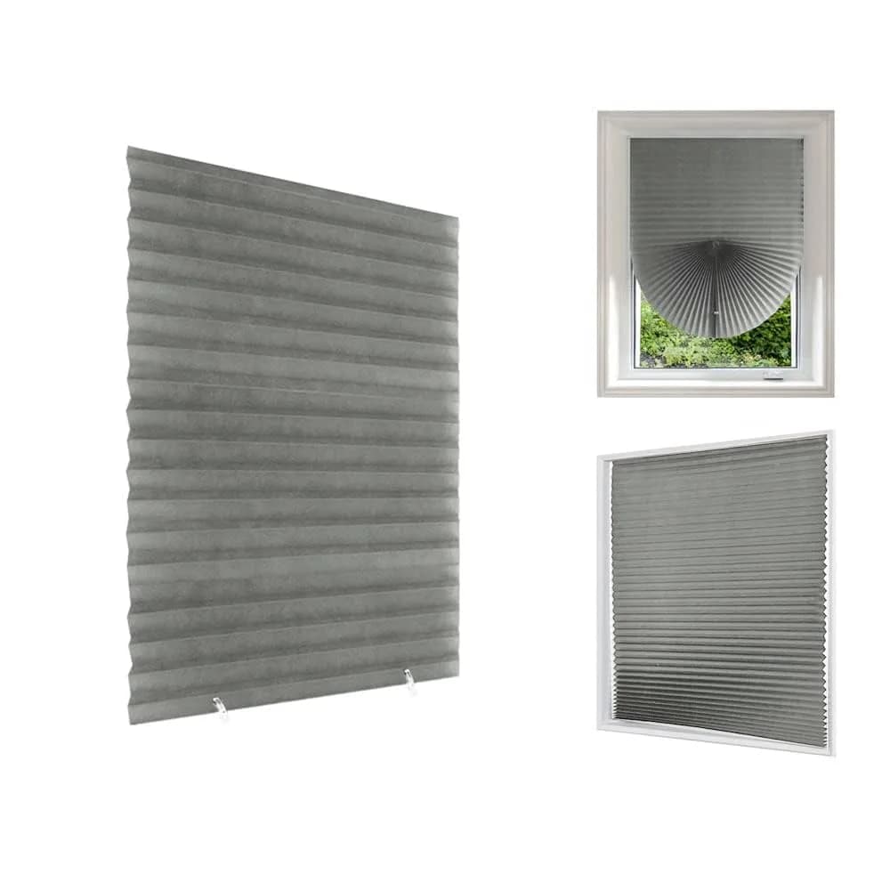 Jlong Cordless Blackout Window Shades 23.6"W x 59"H | Easy No Drill Installation for Bedroom & Kitchen — Grey-semi Shading / 23.6"W x 59"H