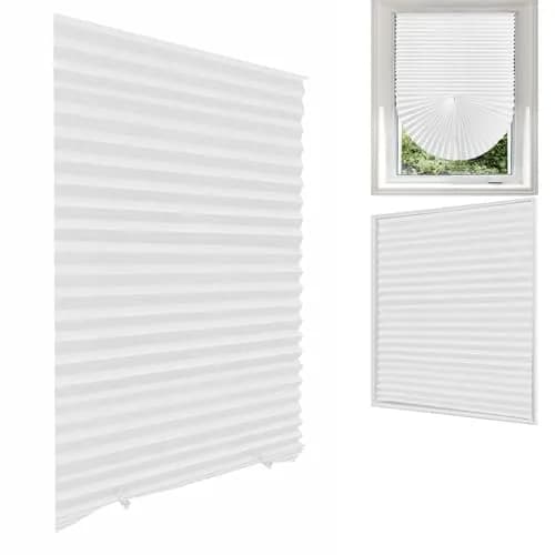 Jlong Cordless No Drill Stick-On Window Temporary Pleated Paper Shades 35.4cm (13.9") W x 149.9cm (59") H | Easy Install Light Filtering thumbnail 1