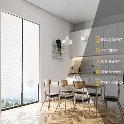 Jlong Cordless No Drill Stick-On Window Temporary Pleated Paper Shades 35.4cm (13.9") W x 149.9cm (59") H | Easy Install Light Filtering thumbnail 6