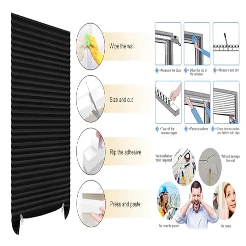 Jlong Cordless Blackout Window Shades 23.6"W x 59"H | Easy No Drill Installation for Bedroom & Kitchen thumbnail 4