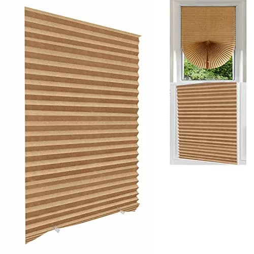 Jlong Cordless No-Drill Pleated Paper Shades 59"H x 23.6"W (150cm x 60cm) | Temporary Light Filtering Window Coverings thumbnail 1