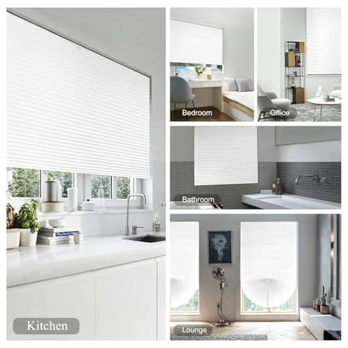 Jlong Cordless No Drill Stick-On Window Temporary Pleated Paper Shades 59"H x 23.6"W | Easy Install Light Filtering thumbnail 3