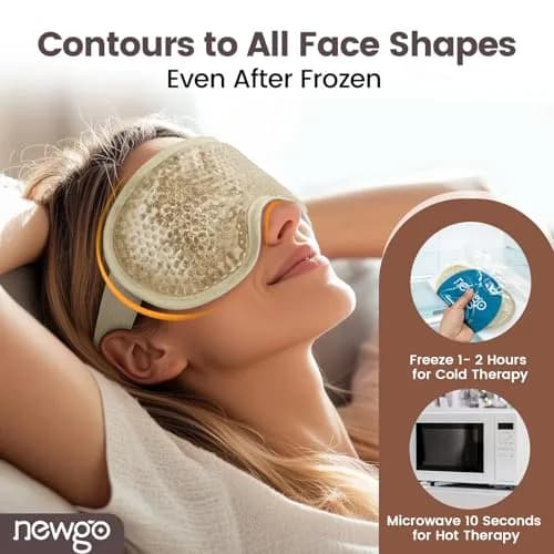 NEWGO Cooling Eye Mask for Puffy Eyes | Reversible Gel Ice Pack for Headaches & Dark Circles - Plush & Plastic, 8.1x3.9 Inch thumbnail 3