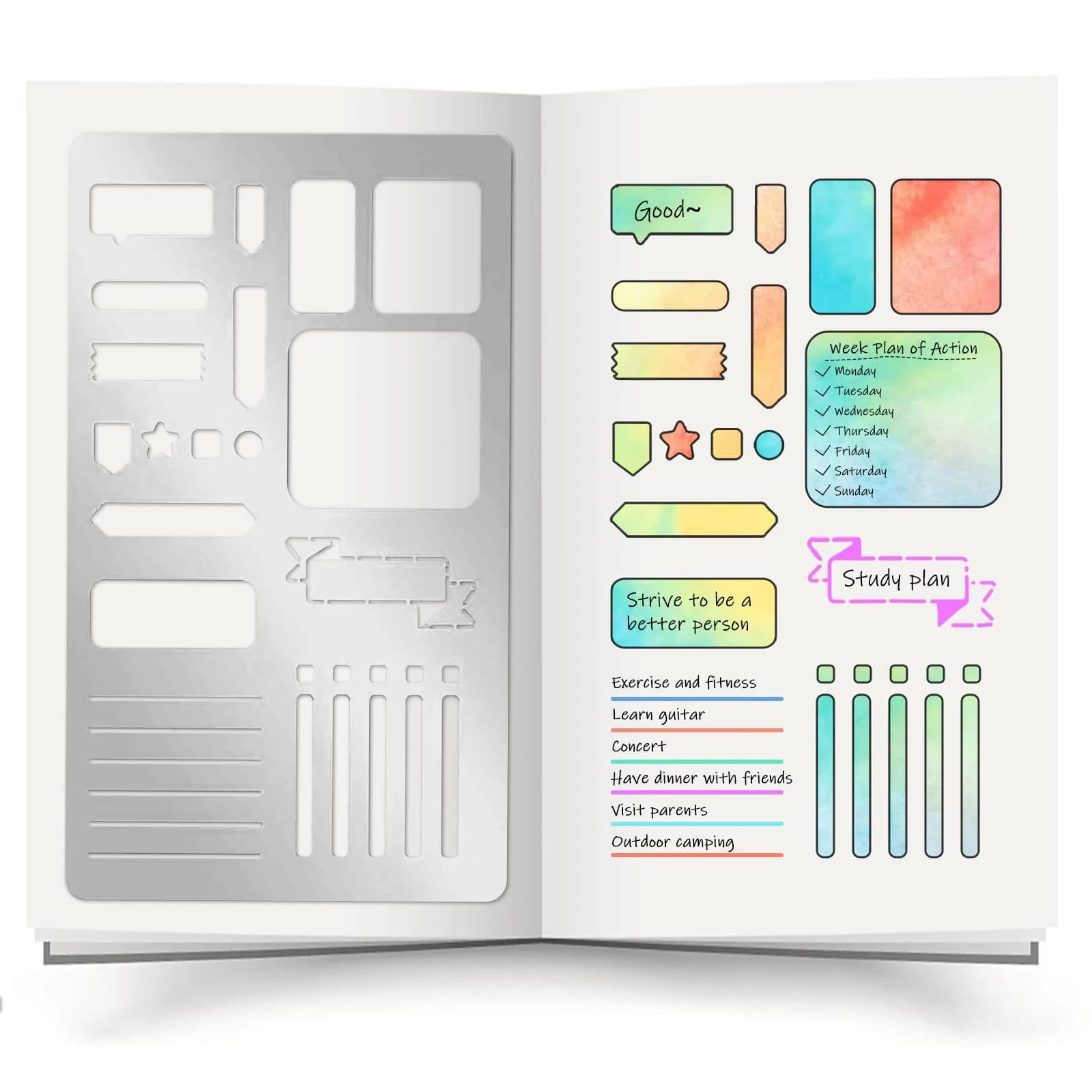 INFUNLY Metal Journal Stencil 17.7cm x 10.1cm (4"x7") | DIY Scrapbook & Planner Art Template - main product image