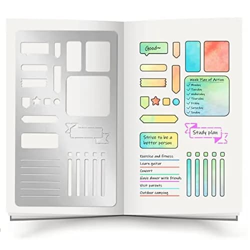 INFUNLY Metal Journal Stencil 17.7cm x 10.1cm (4"x7") | DIY Scrapbook & Planner Art Template thumbnail 1