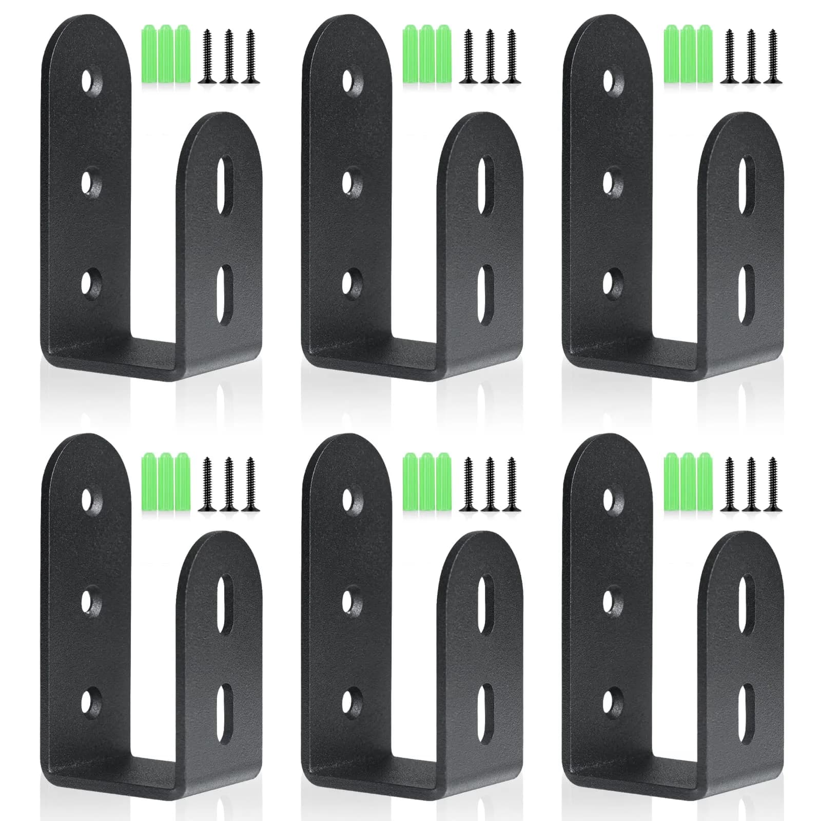 Riuog U Bracket Door Security Bar 6 Pack | Heavy Duty Steel Wall Mount for 2x4 Lumber - main product image