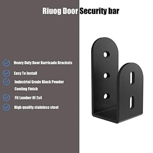 Riuog U Bracket Door Security Bar 6 Pack | Heavy Duty Steel Wall Mount for 2x4 Lumber thumbnail 3