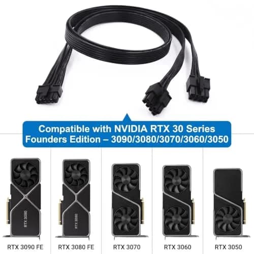 lilila-ree 12 Pin GPU Power Adapter Cable for EVGA & Seasonic PSUs | Mini 12 Pin to 2x 8 Pin (6+2) PCIe, 30cm thumbnail 3