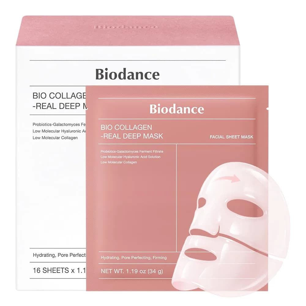 BIODANCE Bio-Collagen Real Deep Mask 34g (1.19oz) x 16ea | Overnight Hydrogel Face Mask for Hydration, Pore Minimizing, and Elasticity