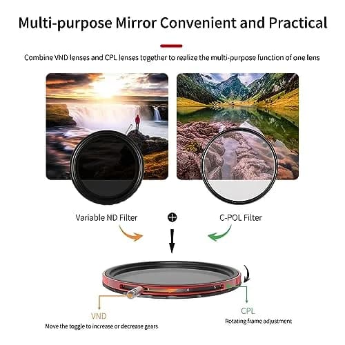 Haida 77mm PRO II CPL-VND 2-in-1 Filter 3-7 Stops | Variable Neutral Density & Circular Polarizer with Multi-Coating thumbnail 3