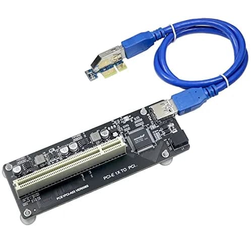 Trotwei Blue PCIe to PCI Adapter Card with USB 3.0 Cable | Converts PCIe x1 to PCI Slot, ASMedia ASM1083 Chip thumbnail 1