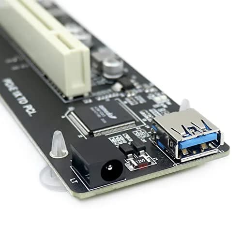 Trotwei Blue PCIe to PCI Adapter Card with USB 3.0 Cable | Converts PCIe x1 to PCI Slot, ASMedia ASM1083 Chip thumbnail 4
