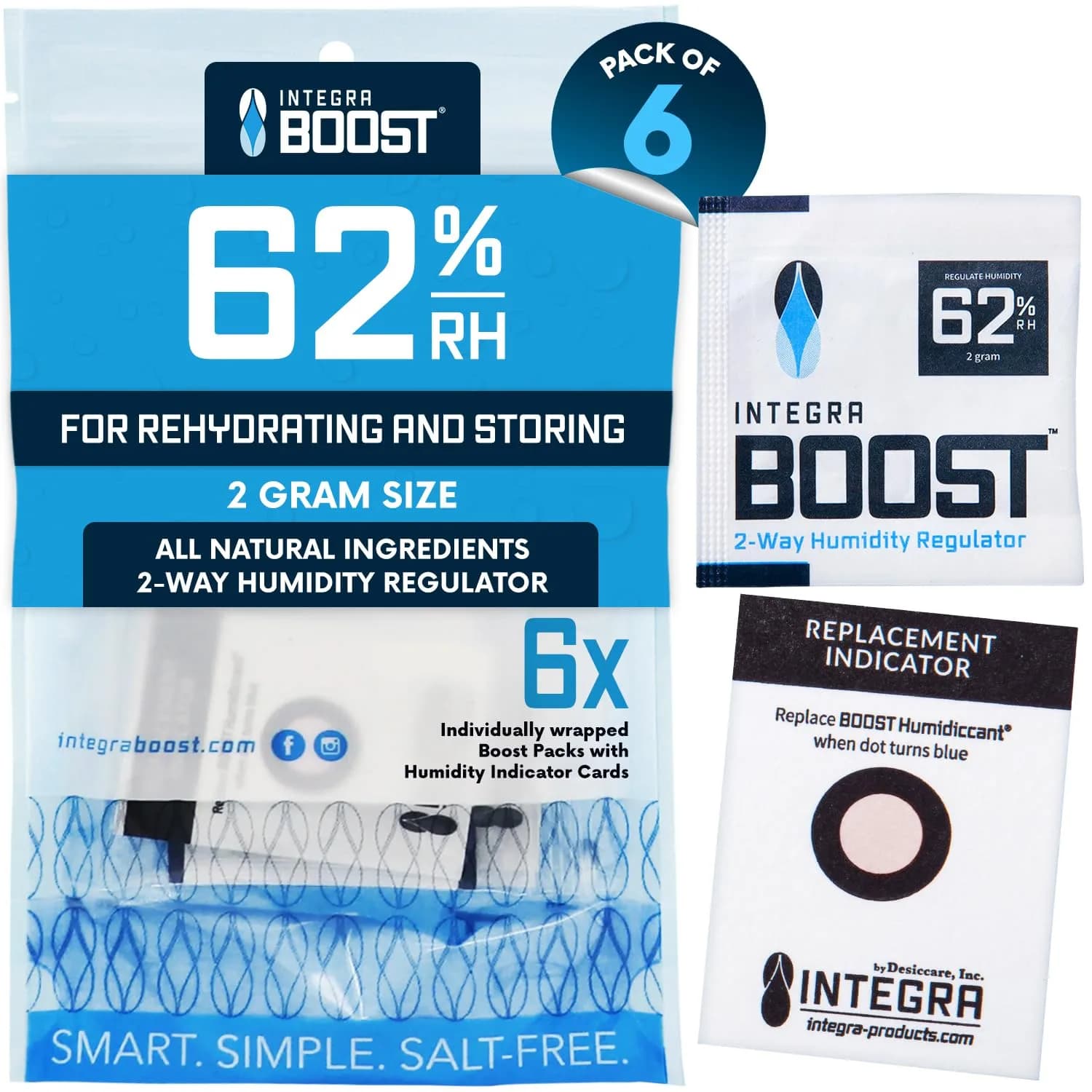Integra Boost 62% RH 2-Way Humidity Control Pack, 2g | Preserves Freshness & Flavor - main product image