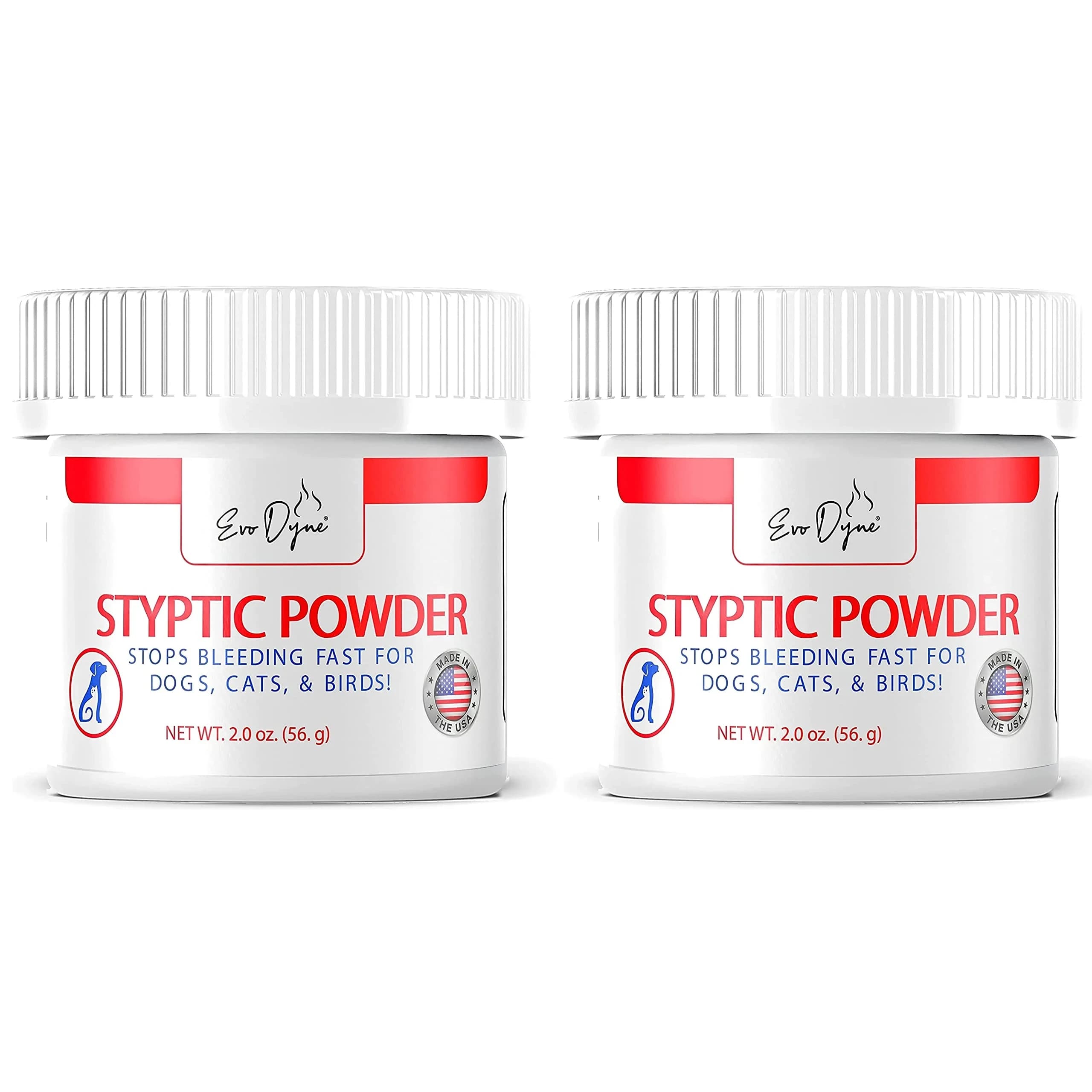 Evo Dyne Styptic Powder 2-Pack 2 oz (56g) for Dogs, Cats & Birds | Fast Bleeding Stop for Pet Nail Trims — Powder
