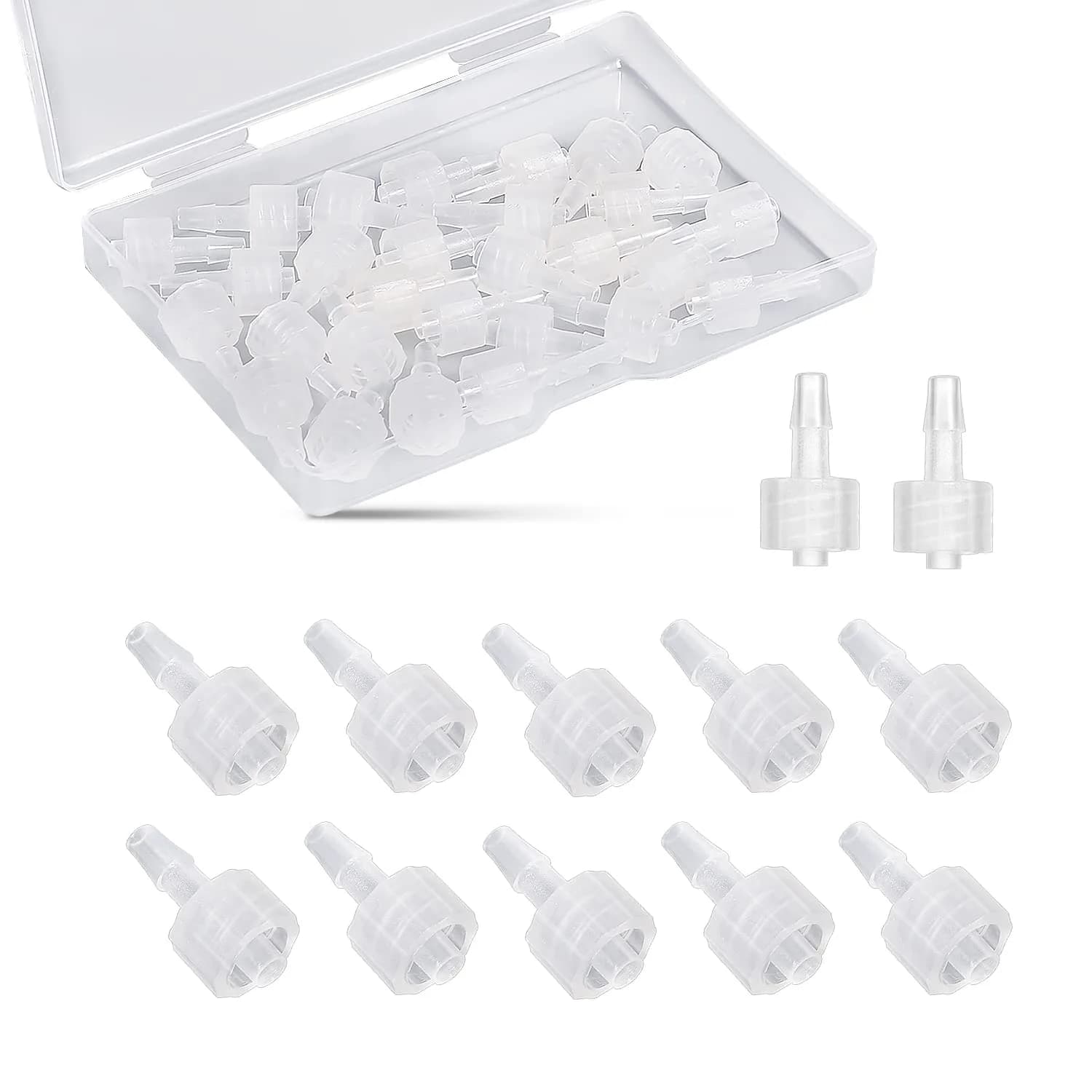 AIEX Luer Lock Syringe Connector Set 30pcs | Clear Polypropylene Adapters for Secure Lab Connections — Clear