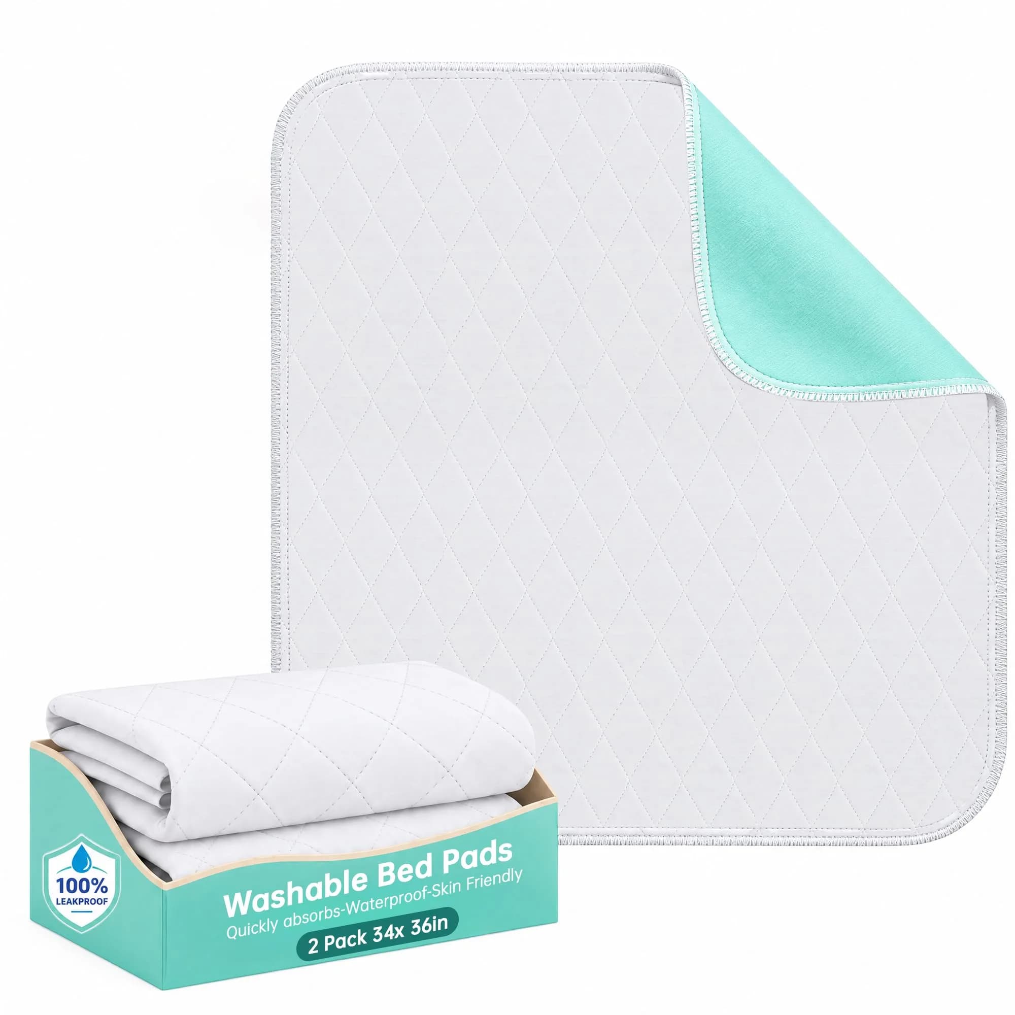 CoolShields Reusable Waterproof Bed Pads 34x36 | Washable & Eco-Friendly Bed Protector for Adults & Elderly