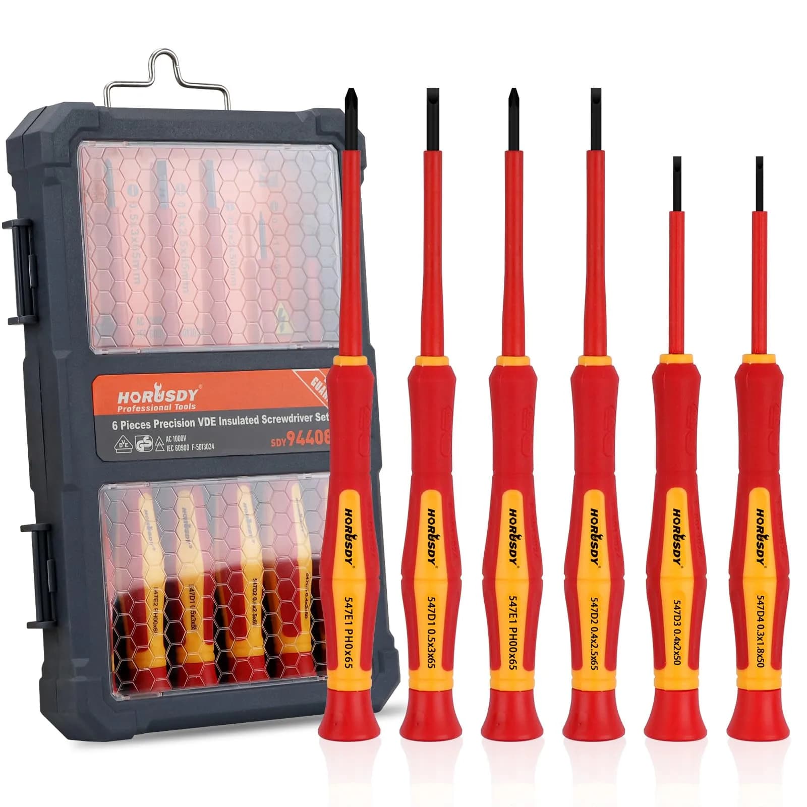 HORUSDY 1000V 6-Piece Mini Insulated Screwdriver Set | Magnetic Tip, Slotted & Phillips, for Electrical & Micro Projects