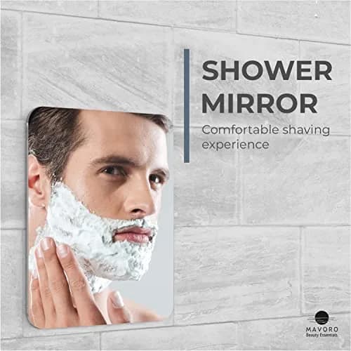 Mavoro 7x9 inch Acrylic Shower Mirror | Unbreakable, Less Fog, 3M Adhesive Mount | 17.8cm x 22.9cm thumbnail 2