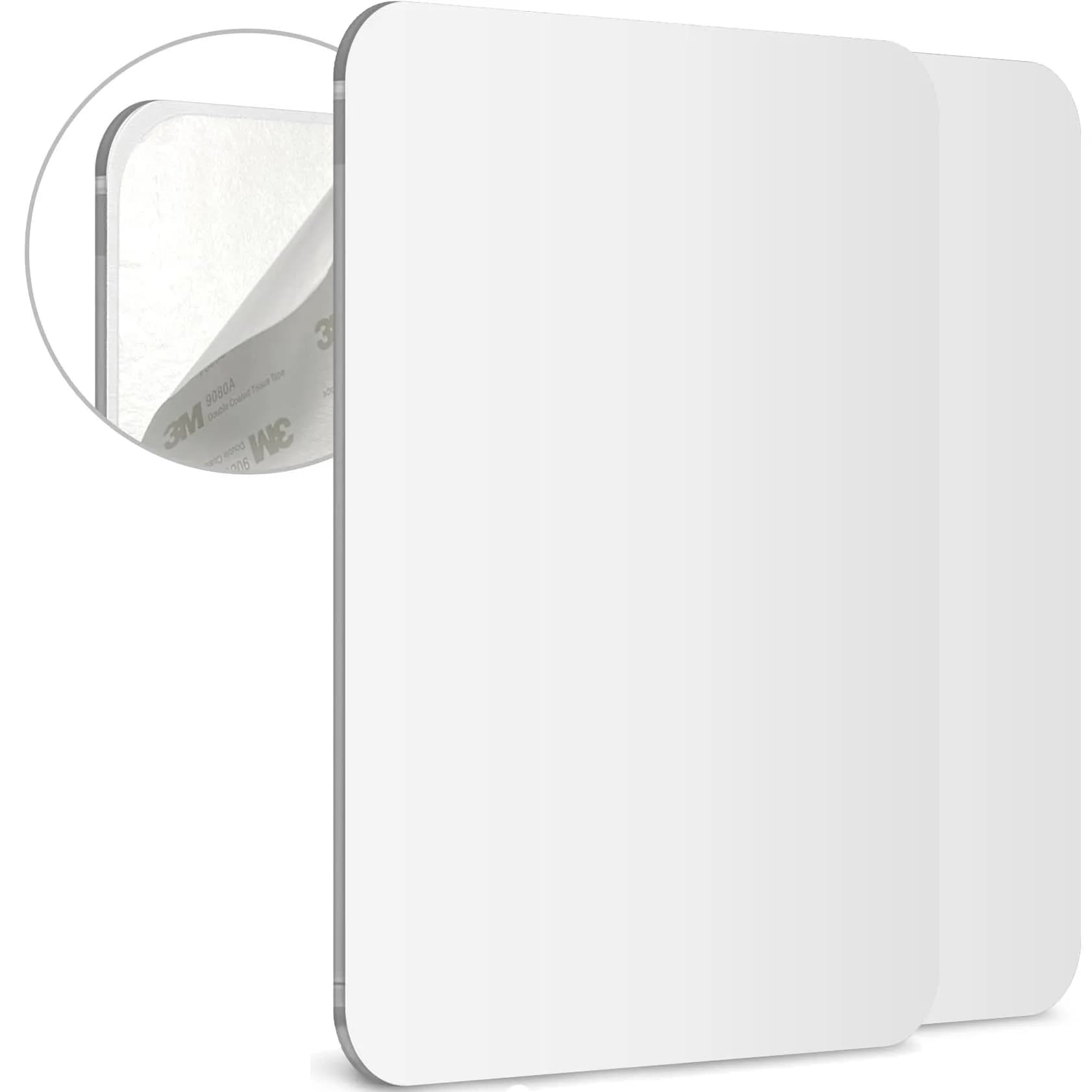 Mavoro 7x9 inch Acrylic Shower Mirror | Unbreakable, Less Fog, 3M Adhesive Mount | 17.8cm x 22.9cm — 2-Pack