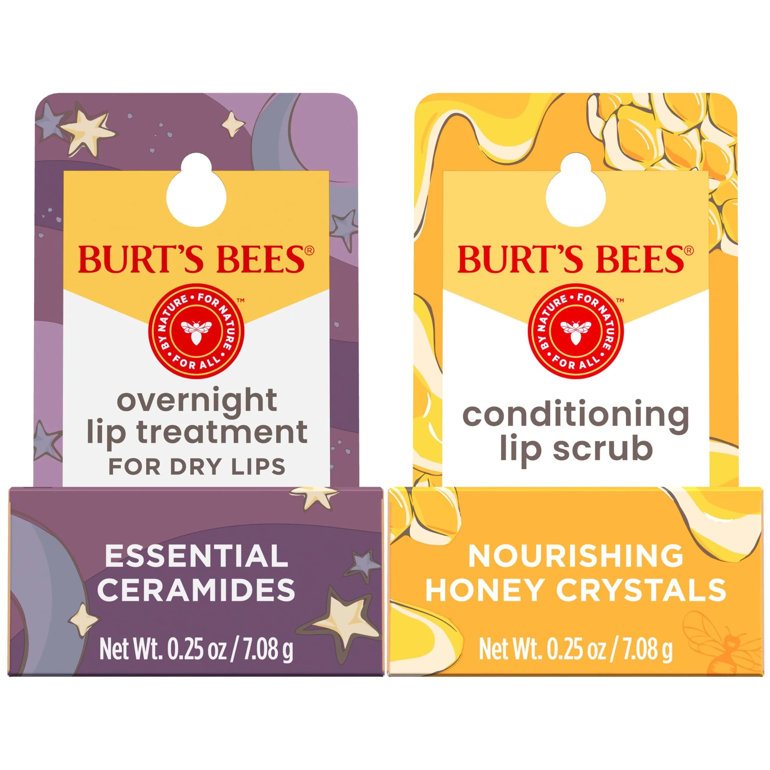 Burt's Bees Original Overnight Intensive Lip Treatment 7.5ml (0.25 Oz) | Restorative Lip Care for Dry Lips — Original + Honey Bundle / 0.25 Ounce
