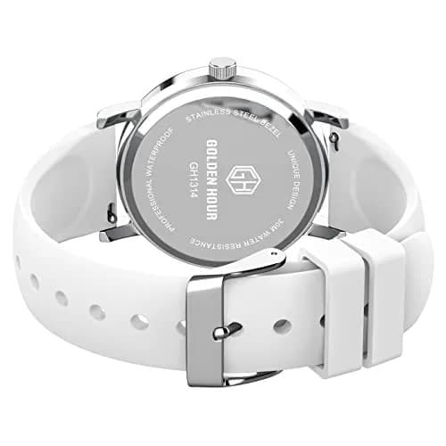 GOLDEN HOUR Waterproof Nurse Watch 38mm White Silicone Band | Easy Read 12/24 Hour Dial, Second Hand, Medical-Style thumbnail 6
