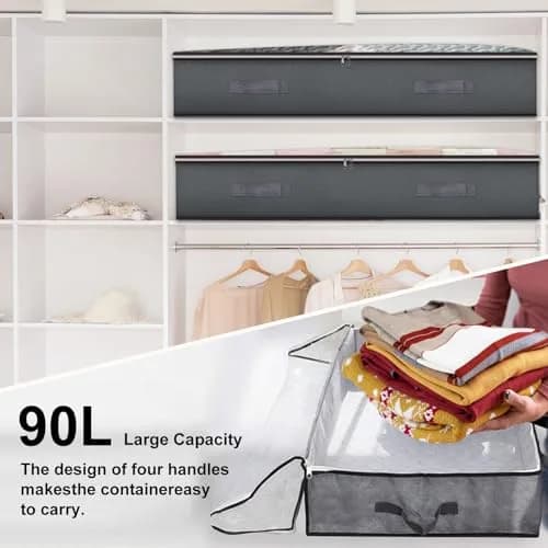 BiCINE 95L Under Bed Storage Containers 4 Pack | 240cm x 127cm x 18cm Foldable Closet Organizers thumbnail 6