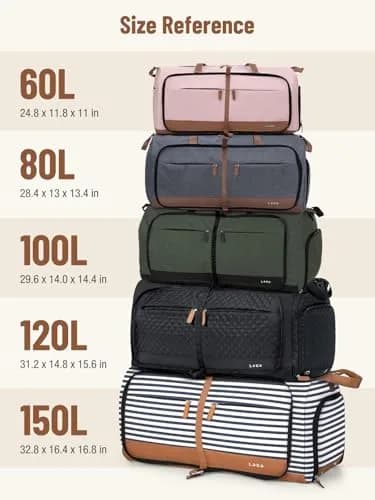 Lekesky Foldable Travel Duffel Bag for Women, 80L | Large Capacity with Shoes & Water-Resistant Design thumbnail 6