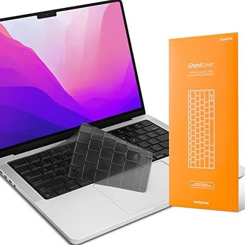 UPPERCASE GhostCover Original Premium Ultra Thin Keyboard Cover Protector for MacBook Pro 14"/16" & Air 13"/15" (1 Unit, Translucent Tinted) thumbnail 1