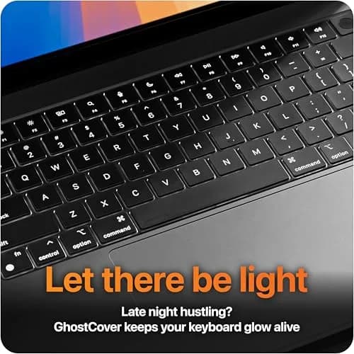 UPPERCASE GhostCover Original Premium Ultra Thin Keyboard Cover Protector for MacBook Pro 14"/16" & Air 13"/15" (1 Unit, Translucent Tinted) thumbnail 5