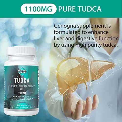 Genogna TUDCA 1100mg Liver Support Supplement for Detox Cleanse | Supports Liver & Digestion thumbnail 3