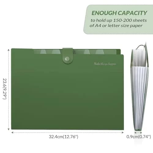 SKYDUE Expanding File Folder with 8 Pockets, Accordion Organizer, Letter Size, Olive Green | Durable Polypropylene for Home, School, Office thumbnail 6