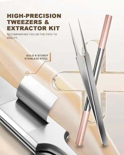 SG Nekoo Milia Remover Whitehead Extractor Tool Kit with Angled Loop & Acne Needle - Titanium Pink (3-Piece Set) thumbnail 4