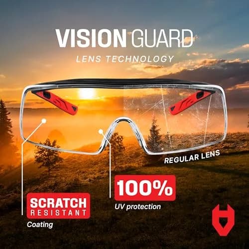 NoCry Safety Glasses Over Eyeglasses for Men & Women | ANSI Z87 UV400 Wraparound Over Glasses thumbnail 4