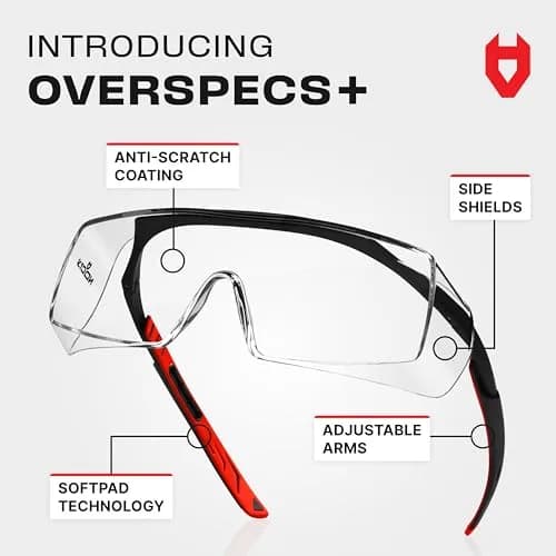 NoCry Safety Glasses Over Eyeglasses for Men & Women | ANSI Z87 UV400 Wraparound Over Glasses thumbnail 2
