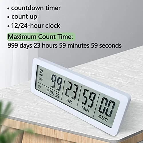 MOSTRUST Digital Countdown Days Timer - White | 999 Days Count Down Clock with Stand & Magnet thumbnail 5