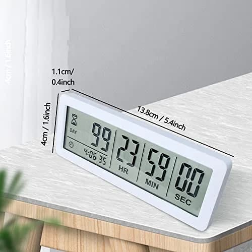 MOSTRUST Digital Countdown Days Timer - White | 999 Days Count Down Clock with Stand & Magnet thumbnail 2