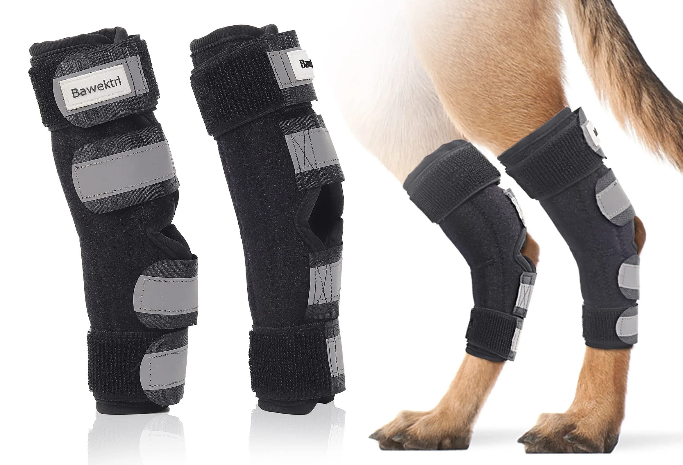 Bawektrl Dog Leg Brace for Back Legs, Hock Ankle Support for Large Dogs with Arthritis & Injury Sprain (1 Pair, Black) — Small（1Pair）