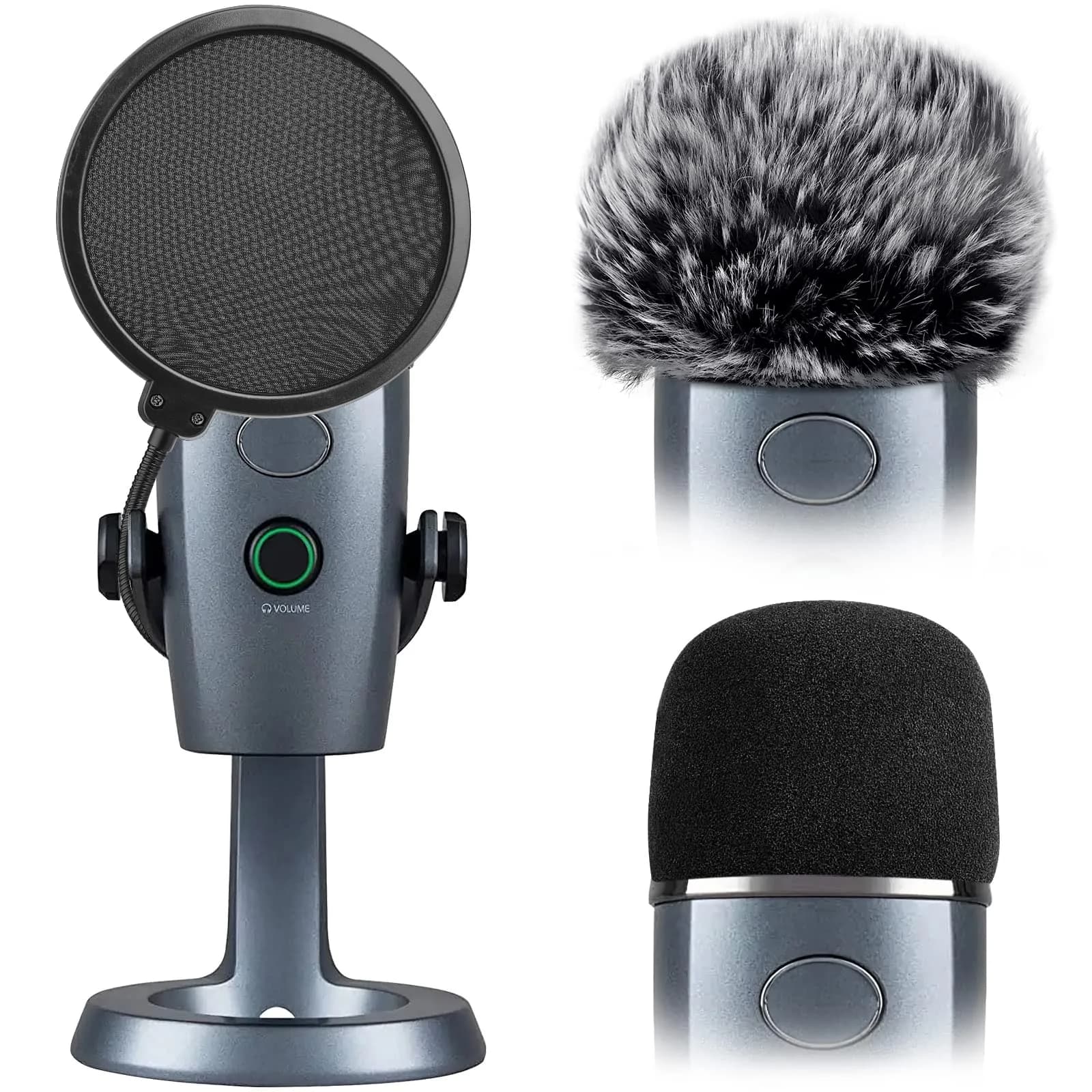 ChromLives 3-Pack Microphone Windscreen & Pop Filter Set for Blue Yeti Nano | Foam, Furry, and Dual-Layer Pop Filter — Yeti Nano Cover