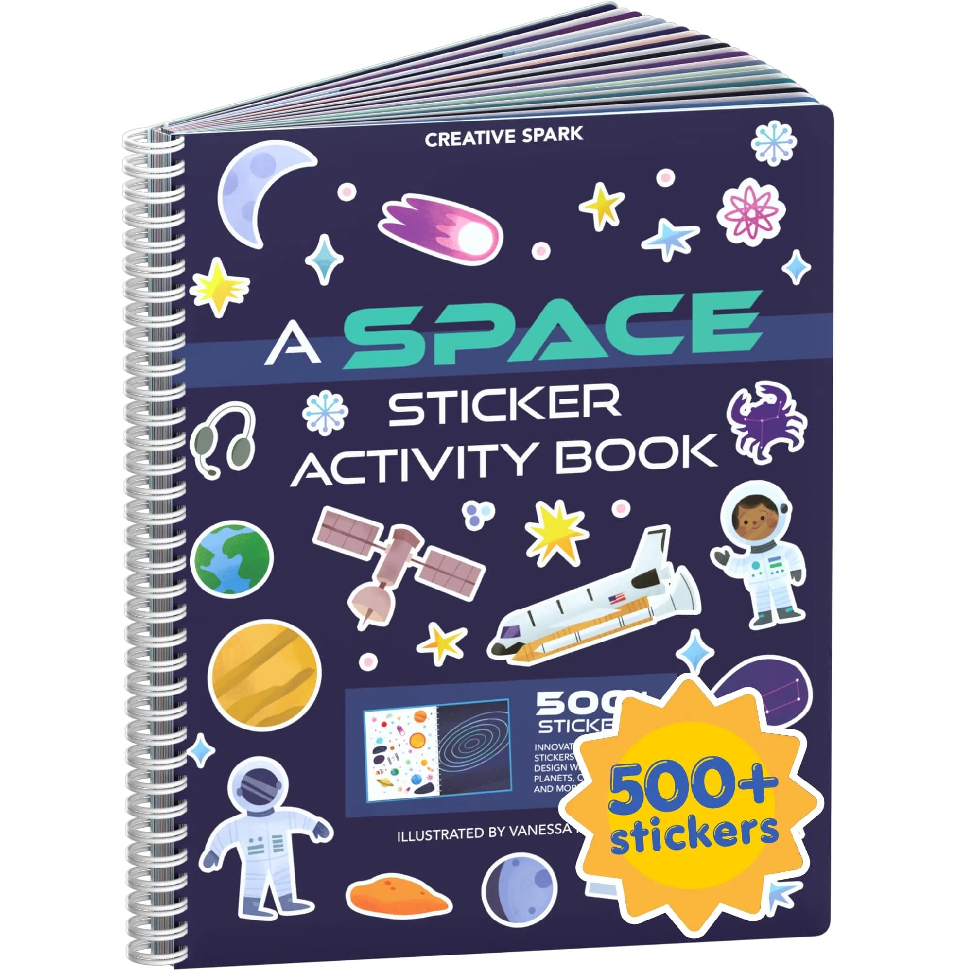 CUPKIN Outer Space Sticker Book for Kids 2-4, 500+ Stickers and 12 Coloring Pages
