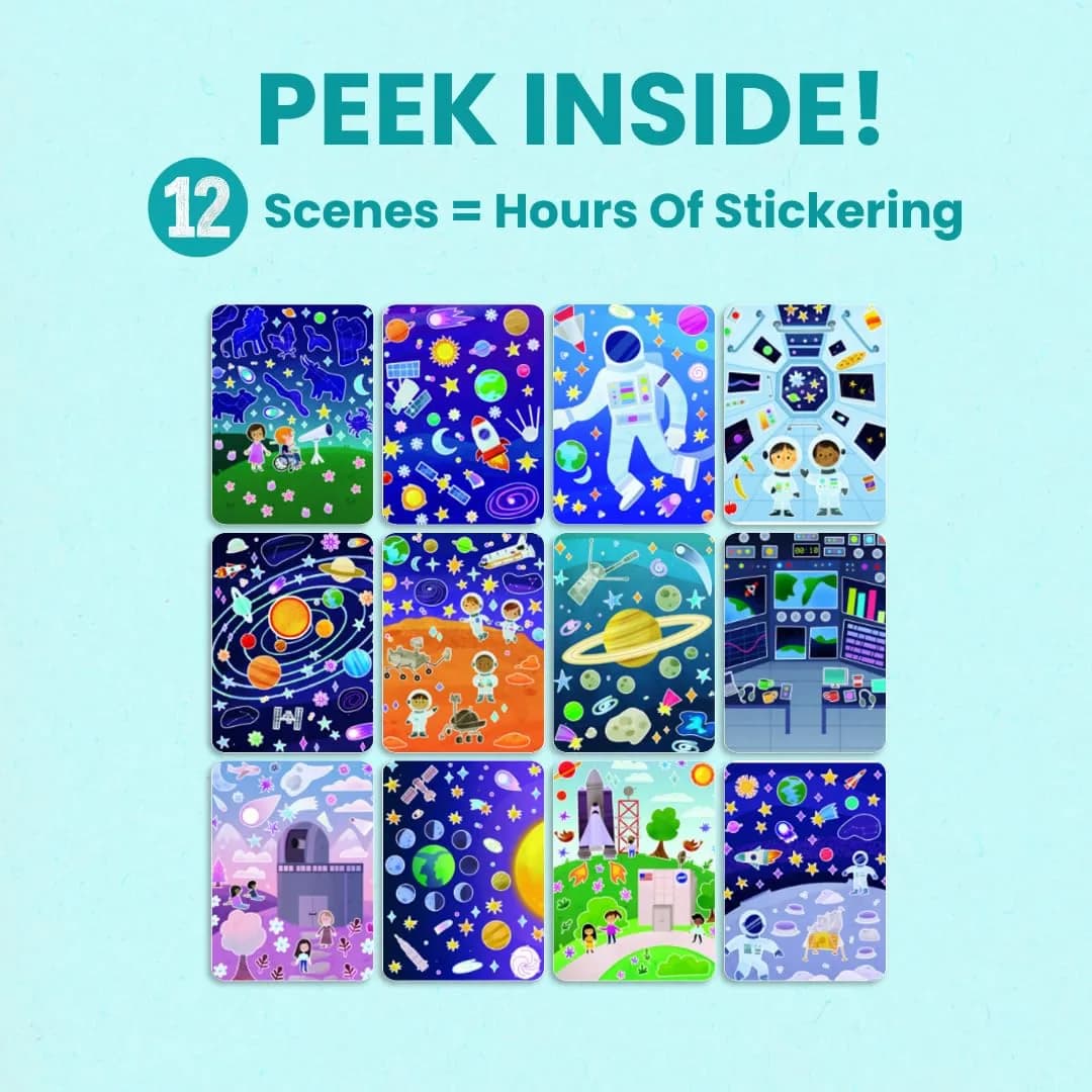 CUPKIN Outer Space Sticker Book for Kids 2-4, 500+ Stickers and 12 Coloring Pages thumbnail 6